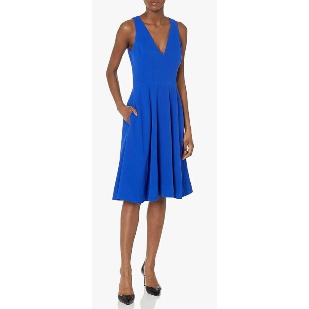 Dress the Population Women's Catalina Plunging V-Neck, a Line Midi